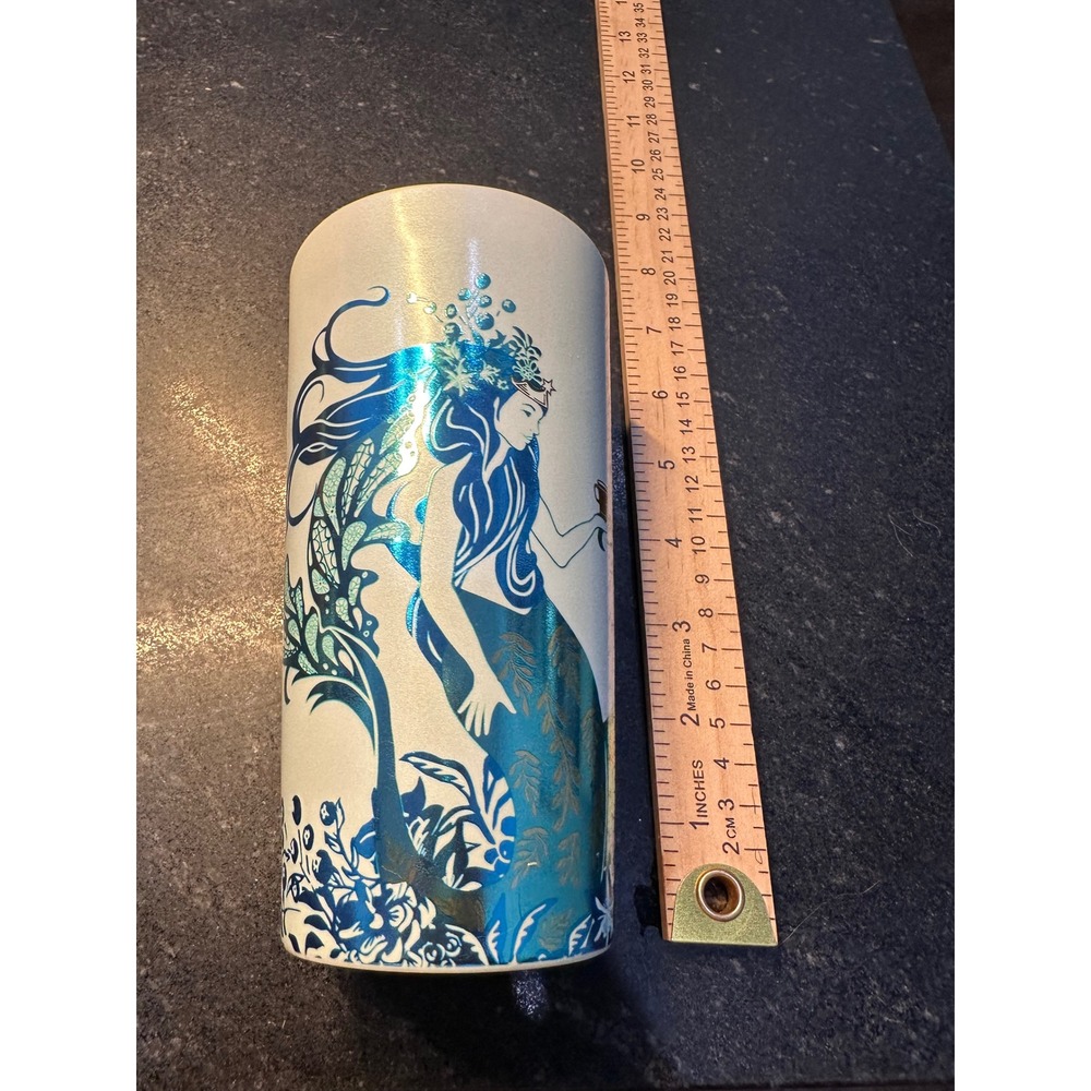 Starbucks 2022 Siren Mermaid Iridescent Ceramic Travel Tumbler Mug 12oz  Lid NEW - Picture 11 of 11